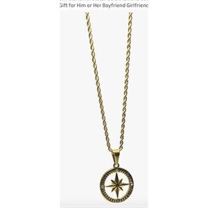 New Planet 79 18K Gold Plated Polaris Northstar Diamond Compass Necklace